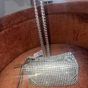 Silver Crystal Chain Bag